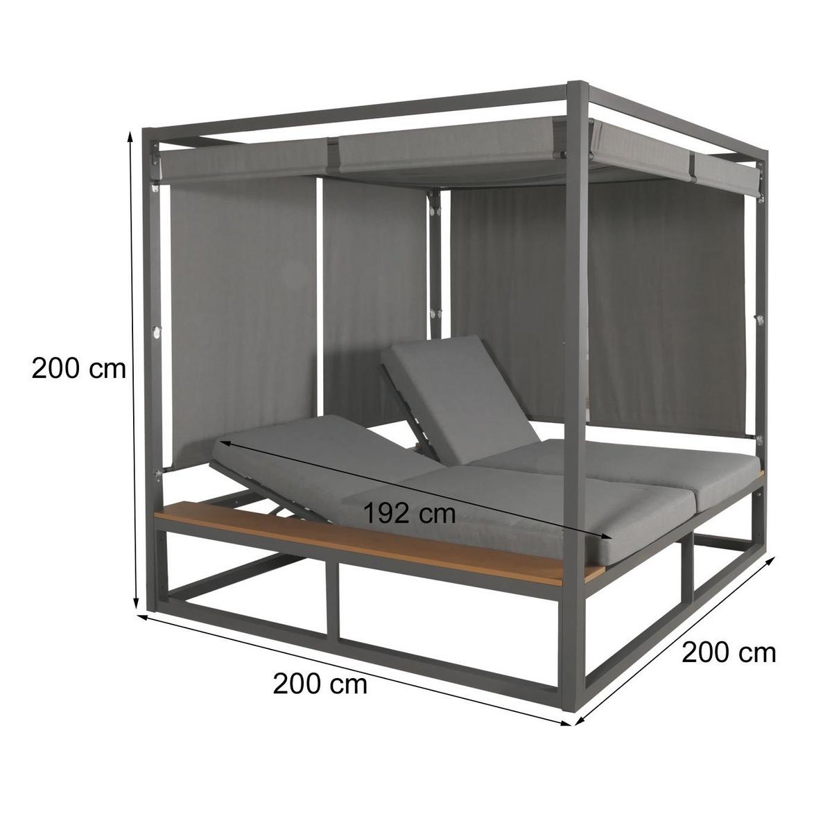 LOUNGE-GARTENLIEGE Hellgrau - Hellgrau, Textil (200/200/200cm) - MCW