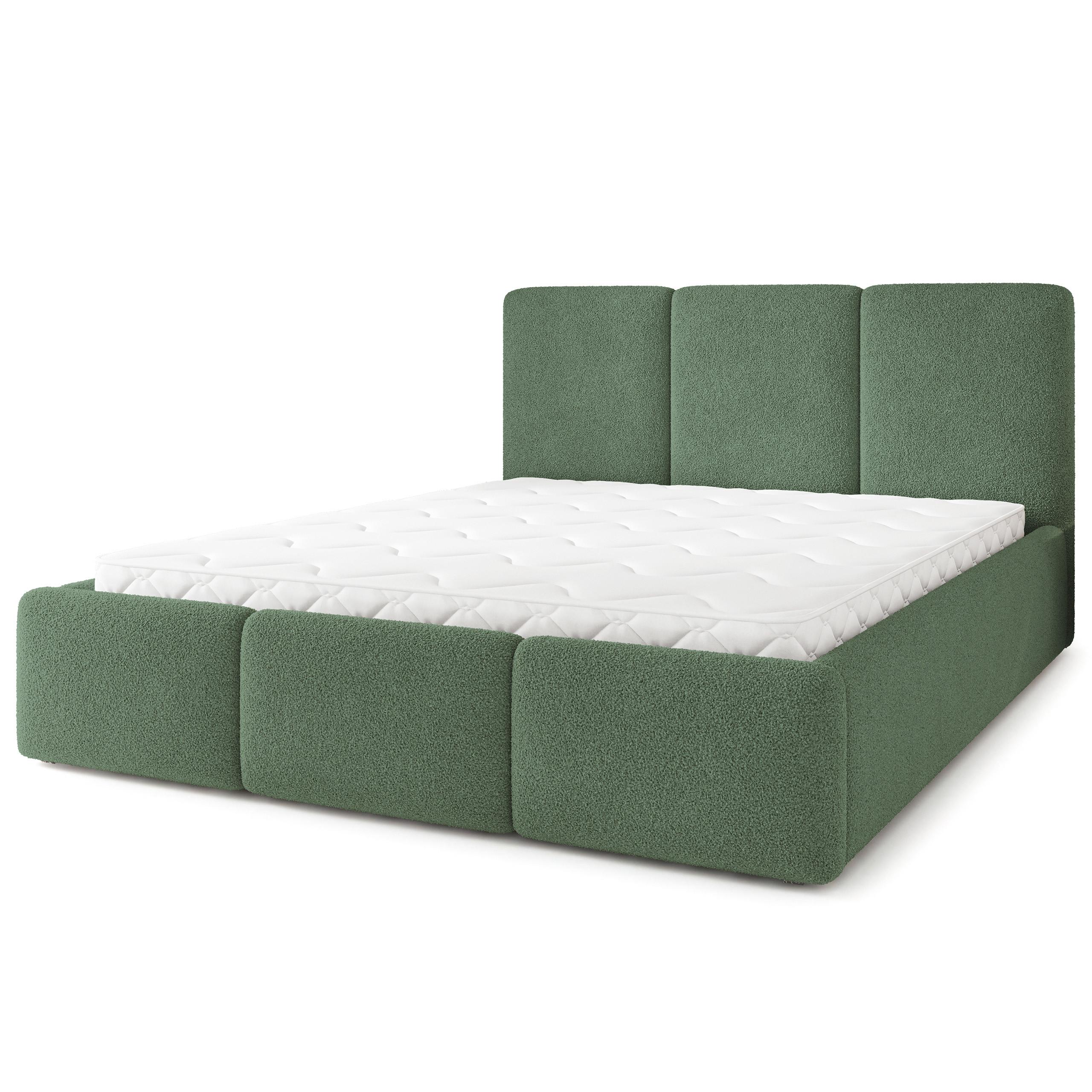 POLSTERBETT MORENA Q 200x200 cm mit Bettkästen - Grün - Grün, Holz (200/200cm) - MASSENO