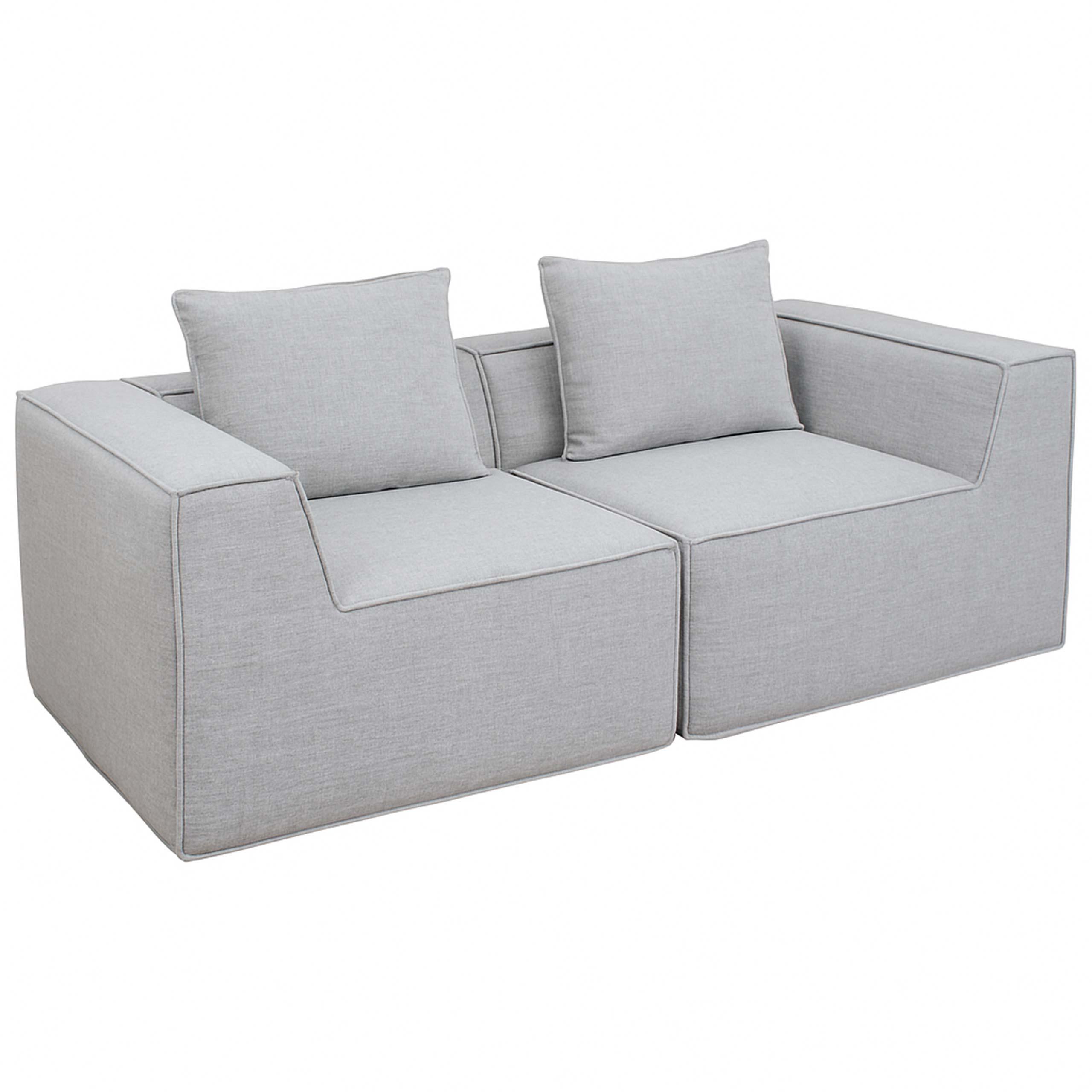 2ER-SOFA Hellgrau - Hellgrau, Textil (194/63/97cm) - MCW