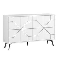 SIDEBOARD mit 4 Türen und dekorierten Türen L123 cm - Dune - Weiß, Holzwerkstoff (35/62.4/16cm) - Calicosy