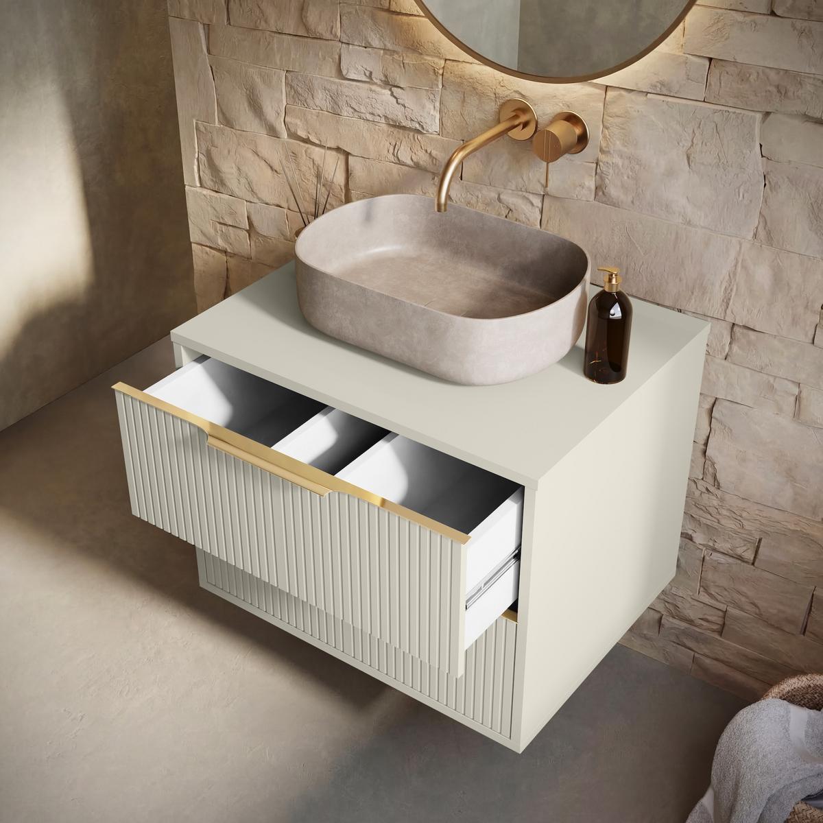 WASCHBECKENUNTERSCHRANK Rimini 2 Schubladen Cashmere - 60 x 46 x 46 cm - Kaschmir, Holz (60/46/46cm) - Badplaats
