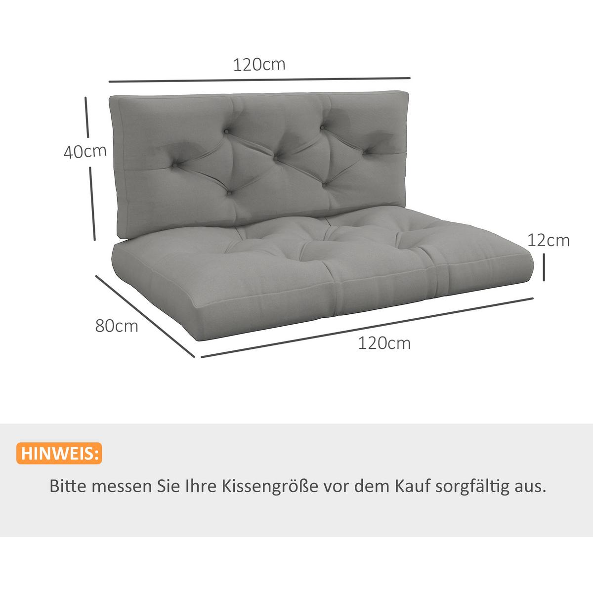 SITZKISSEN 2er Set Polyester Hellgrau - Hellgrau, Textil (80/12/120cm) - Outsunny