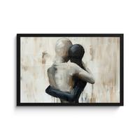 POSTER MIT RAHMENGERAHMTES BILD Abstrakt - Liebe - Schwarz und weiß - Modern 60x40 cm - Schwarz, Papier (60/40cm) - MuchoWow