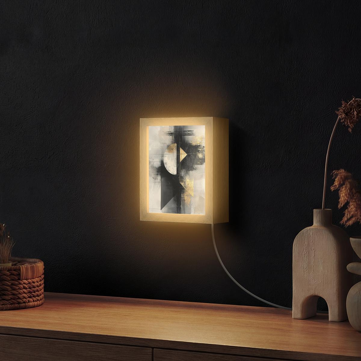 WANDLEUCHTE Abstrakt - Schwarz - Farbe - Modern 15x20 cm - Grau, Holzwerkstoff (15/20/8cm) - OnlyWow