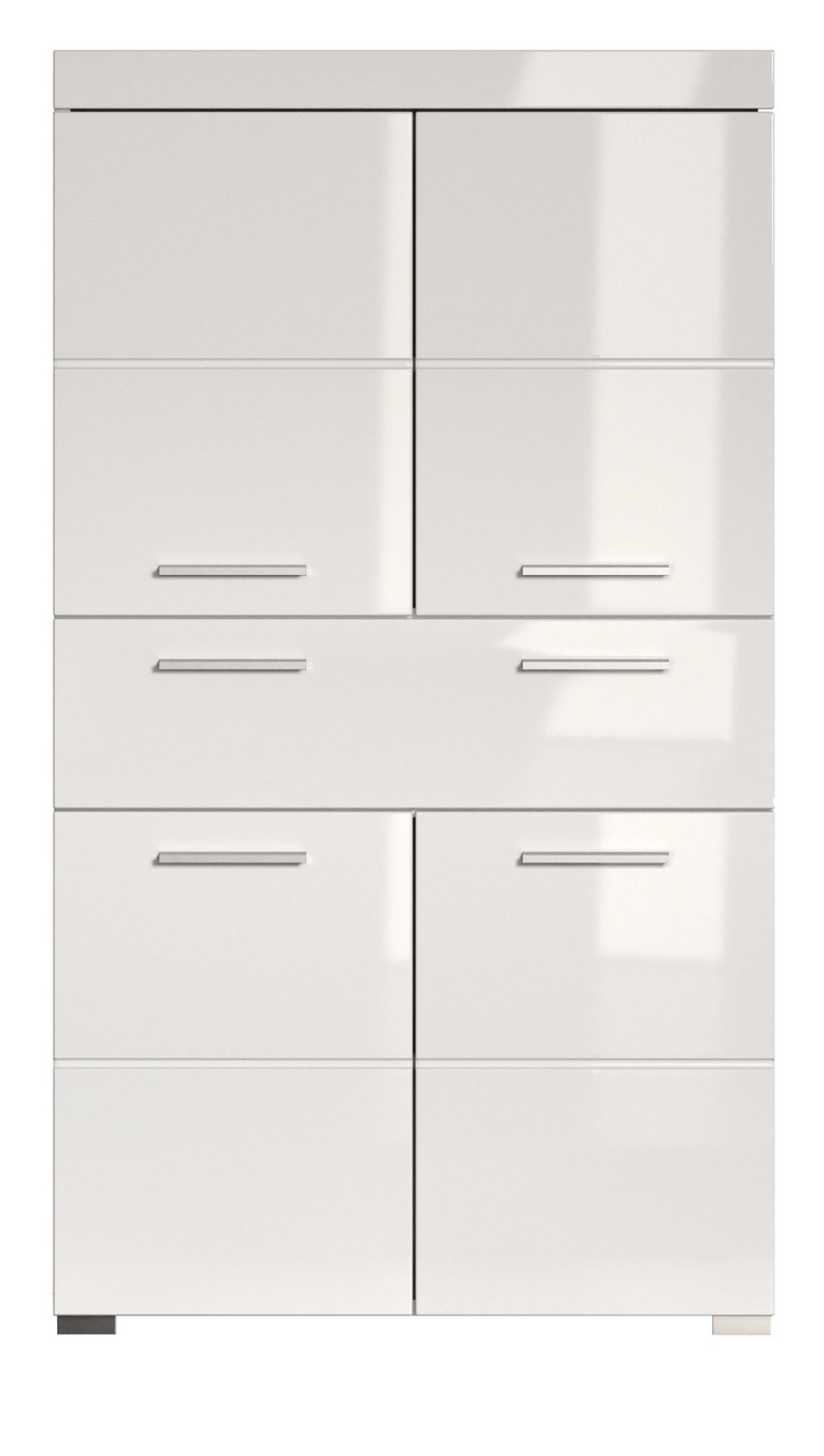 MIDISCHRANK weiß Hochglanz 73 x 132 cm, Badschrank in modernem Design - Weiß, Holzwerkstoff/Kunststoff (73/132/31cm) - Top.Furn