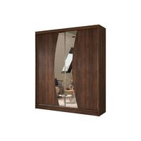 SCHWEBETÜRENSCHRANK VOCE 200/216/61 cm Modern Kleiderschrank 2-türig mit Spiegel Nussbaumfarben - Nussbaumfarben, Holzwerkstoff (200/216/61cm) - MASSENO