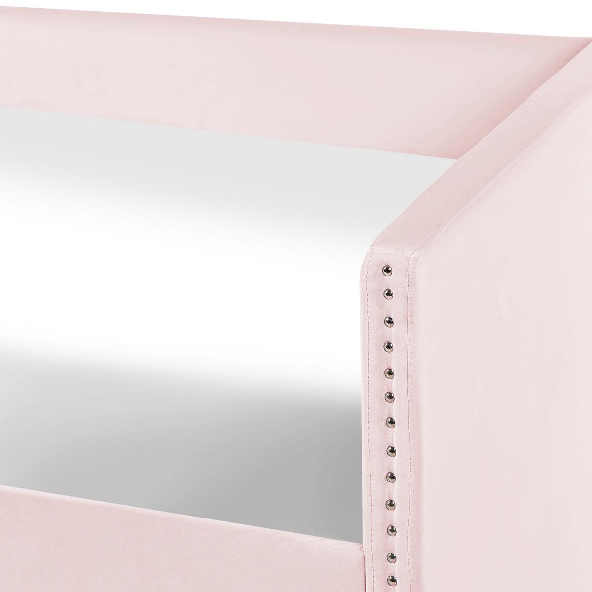 AUSZIEHBETT Samtstoff 90/200 cm Pastellrosa Troyes - Pink, Textil (90/200cm) - Beliani
