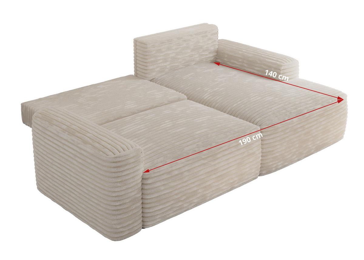 ECKSOFA BELLUNO L Creme Cord - Rechts - Creme/Schwarz, Textil (233/144cm) - MKS