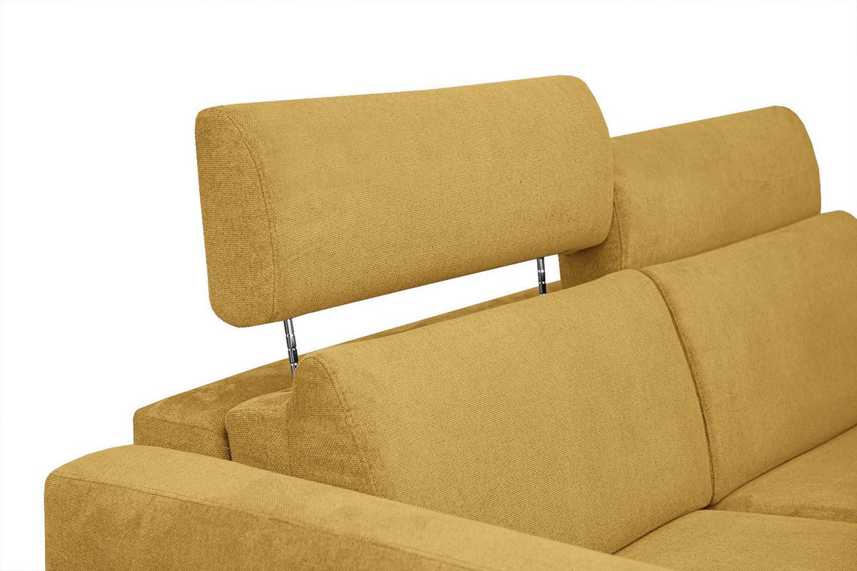 SOFA MEZO 3-Sitzer mit Schlaffunktion, gelb - Gelb/Schwarz, Holz/Textil (232/90/107cm) - Wozimo