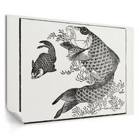 POSTER - 29x21 cm (A4) - Hokusai - Karpfen - Schwarz, Textil (29.7/21/0.1cm) - TULUP