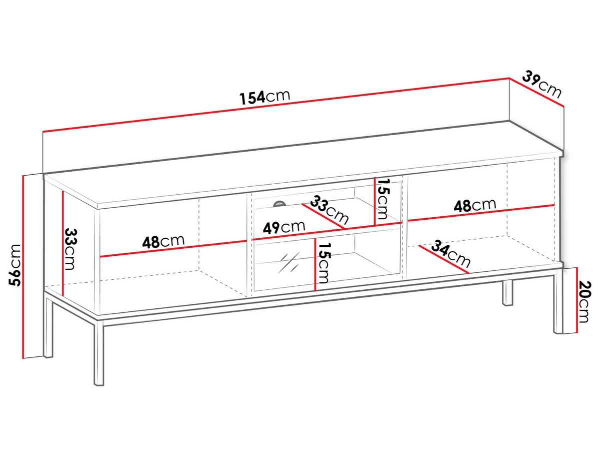 TV-LOWBOARD Sento RTV154 - Eiche Wotan/Schwarz, Holzwerkstoff/Metall (154/56/39cm) - MIRJAN24