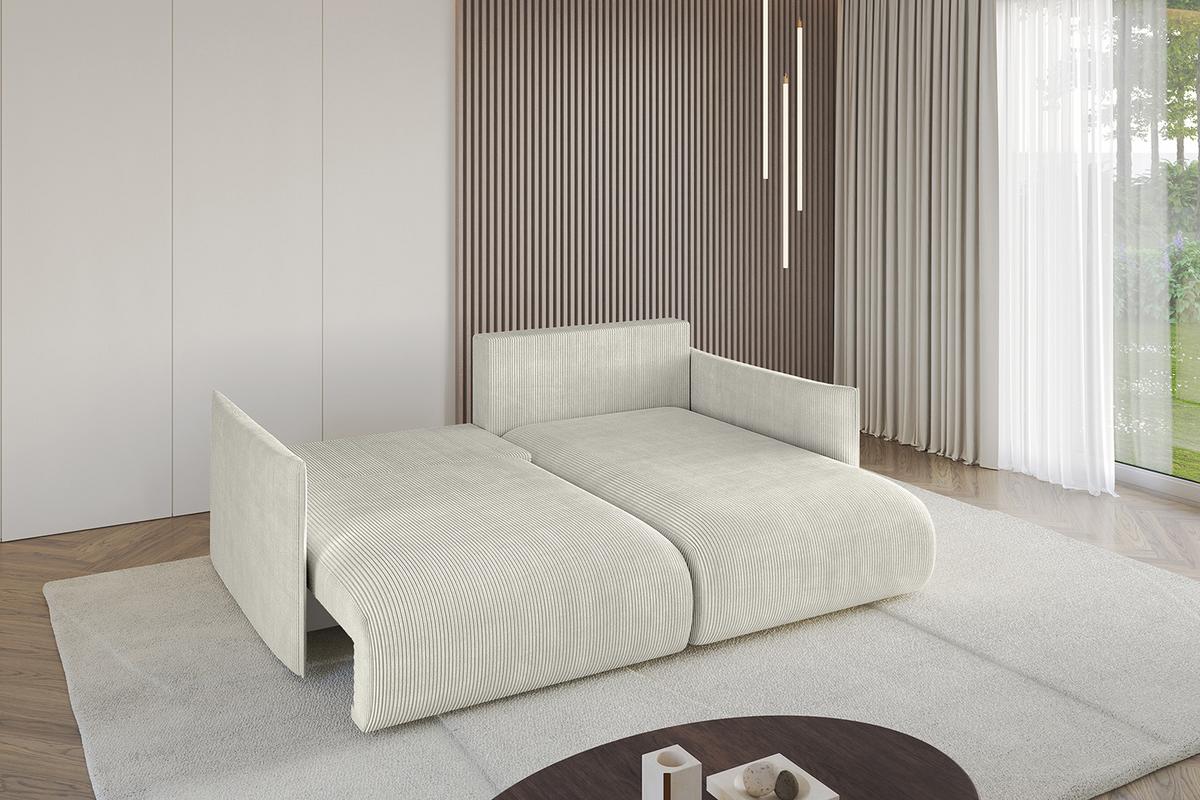 ECKSOFA Ottomane rechts ONESK-L 216x177x72 Creme Cord - Hellgrau/Creme, Holzwerkstoff/Kunststoff (177/216cm) - ALTDECOR