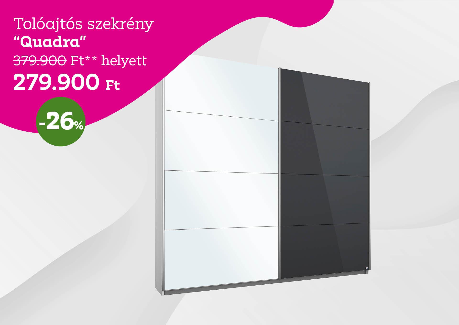 Tolóajtós szekrény QUADRA 379900 Forint helyett 279900 Forint, kedvezmény mértéke 26%