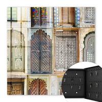 SCHLÜSSELBOX Schwarz 30x30 cm- Türöffnung nach rechts - Bunte Fenster - Gelb, Metall (30/30/5cm) - TULUP