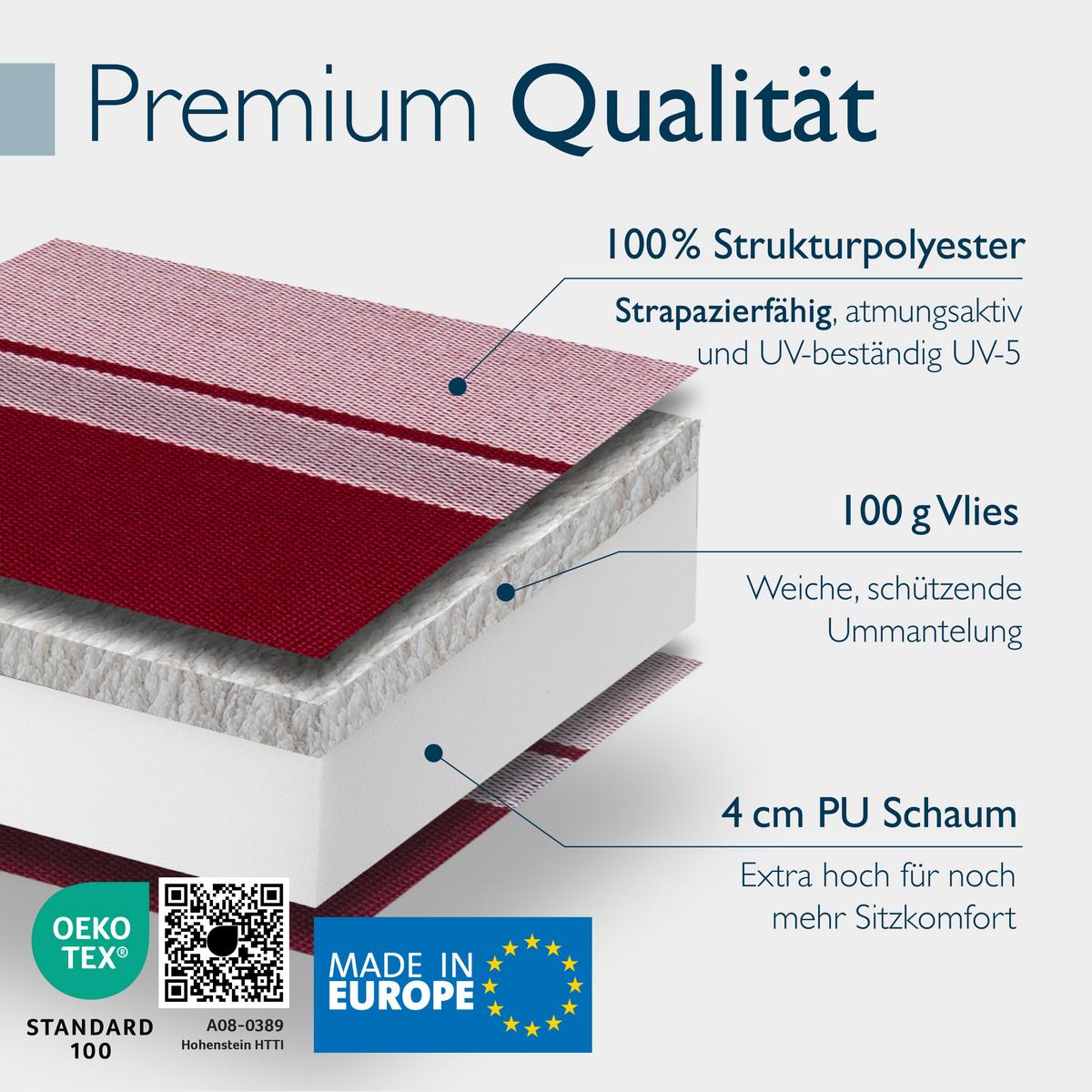 HOCHLEHNER Sun-HL 119x50x8cm Rot-Gestreift (7tlg) - Rot, Textil (50/120cm) - Beautissu 