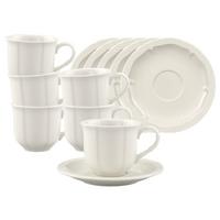 ESPRESSOTASSEN MIT UNTERTASSEN Manoir weiß 80 ml 6er Set - Weiß, Keramik (12.2/7.5/12.2cm) - Villeroy & Boch