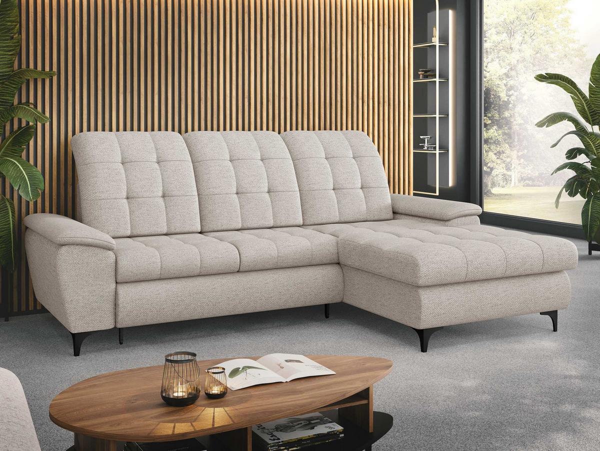 ECKSOFA Crystal, Seite: Rechts - Creme/Schwarz, Holz/Textil (182/260cm) - MIRJAN24