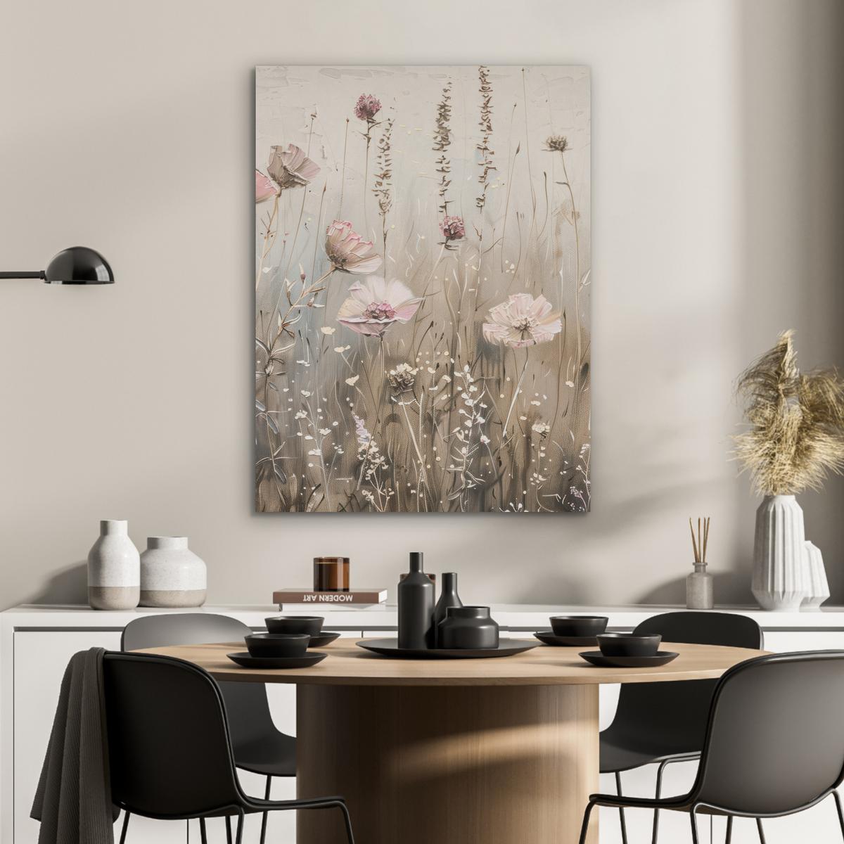 AKUSTIKBILD Blumen - Rosa - Modern - Beige Wandbilder 60x80 cm - Beige, Kunststoff (60/80/0.9cm) - MuchoWow