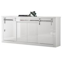 SIDEBOARD weiß Hochglanz 201 x 92 cm, Kommode mit Soft-Close - Chromfarben/Weiß Hochglanz, Holzwerkstoff/Kunststoff (201/92/43cm) - Furn.Design