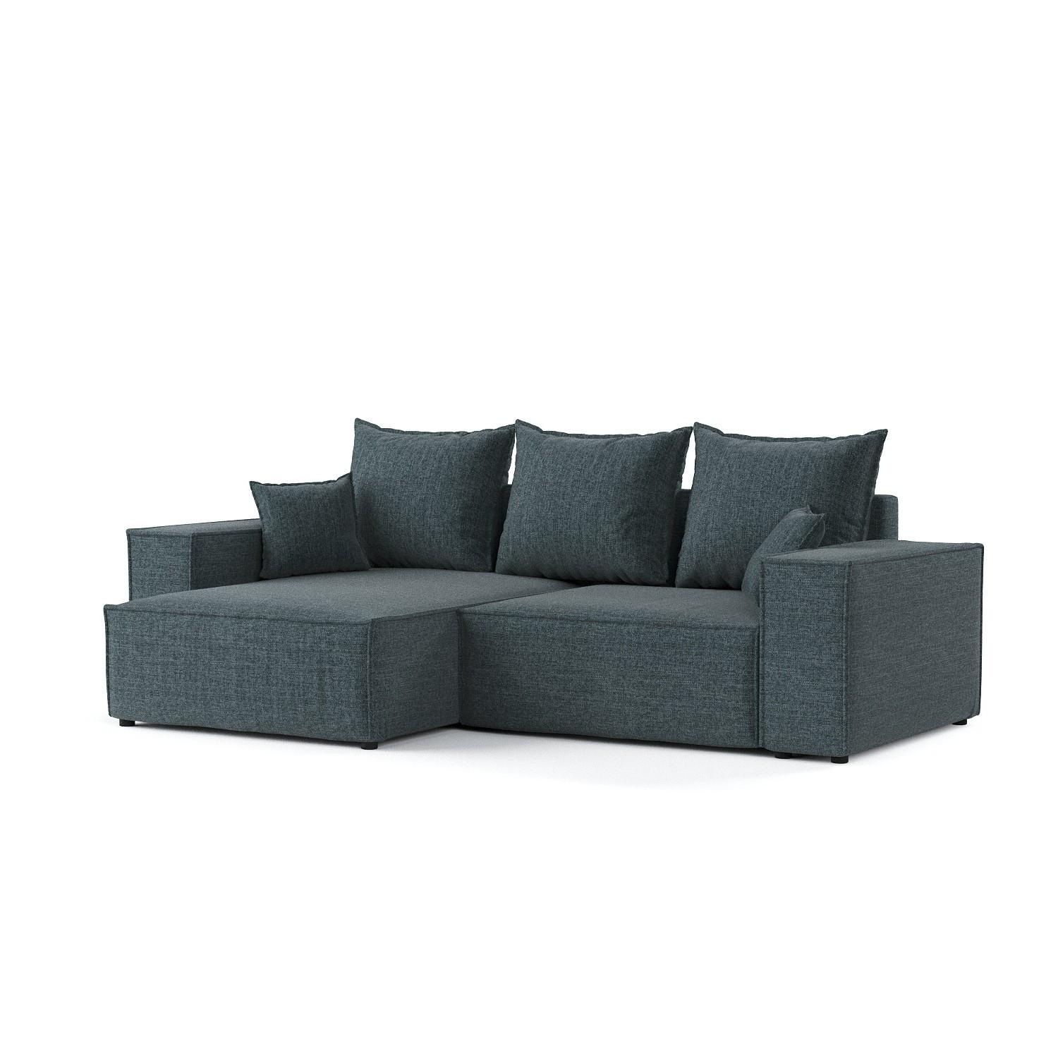 ECKSOFA SENSO mit Schlaffunktion Blaugrau im City Stoff - Blaugrau/Schwarz, Holz/Holzwerkstoff (255/148cm) - AltaBeds