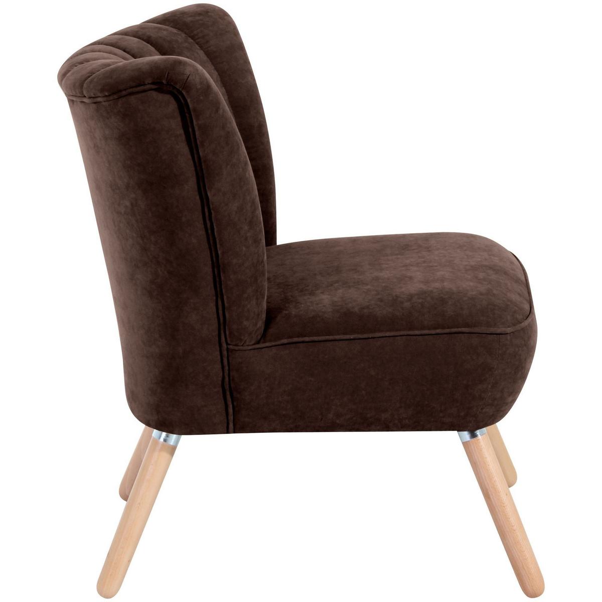 SESSEL Kadisha Bezug Velourstoff Buche natur / braun - Dunkelbraun/Buchefarben, Kunststoff (70/80/66cm) - 58aufmkessel