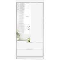 DREHTÜRENSCHRANK Madero mit Spiegel und 2 Schubladen, 103 cm, Weiß - Weiß, Holzwerkstoff (103/213/60cm) - Beautysofa