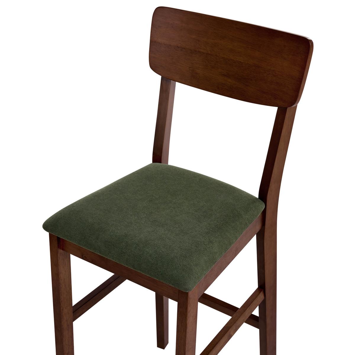 BARSTÜHLEN 2er-Set Dunkelgrün Ambler - Dunkelgrün/Dunkelbraun, Holz (44/113/53cm) - Beliani