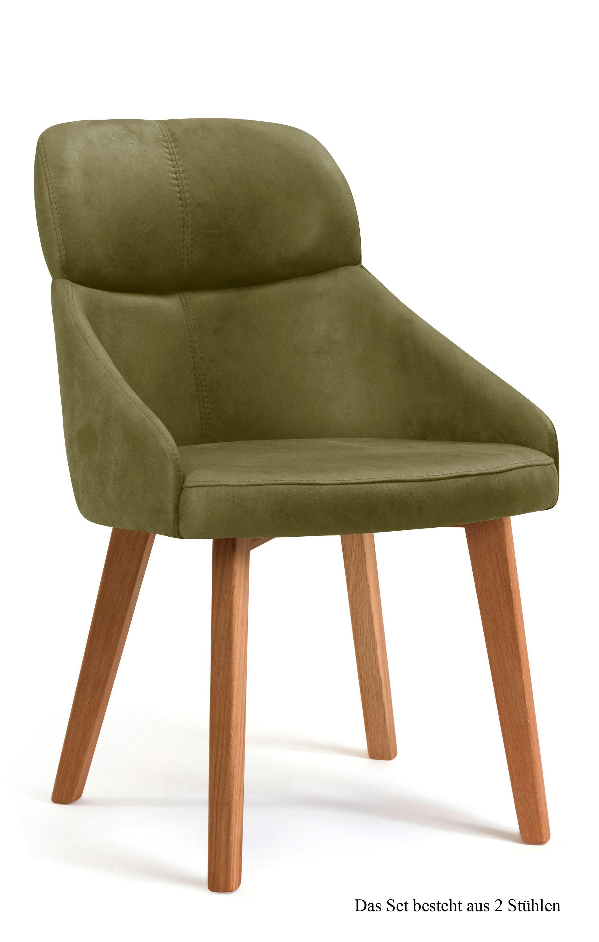 ESSZIMMERSTUHL (2er-Set) Dasya 52x82x63 Eiche geölt/Olivgrün - Eichefarben/Olivgrün, Kunststoff (63/82/52cm) - 58aufmkessel