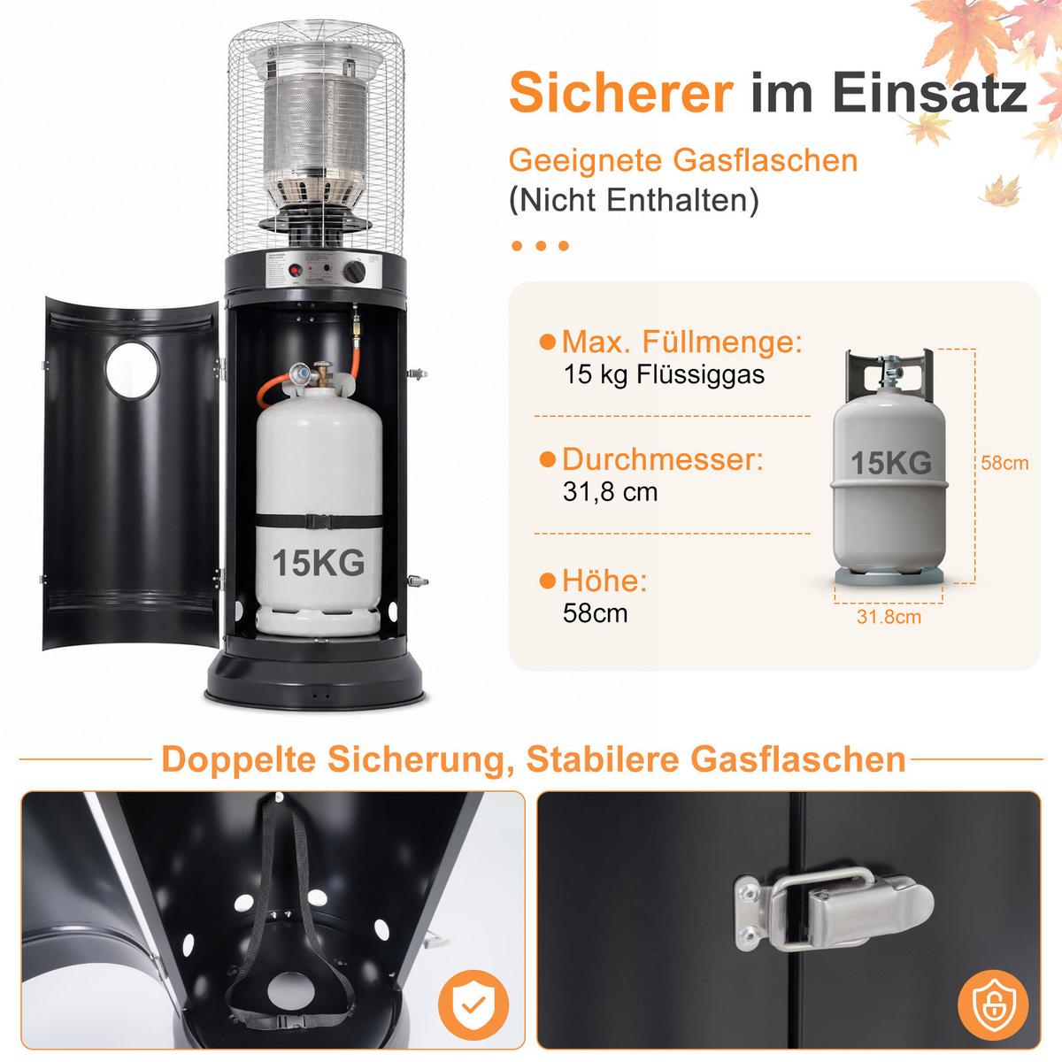 HEIZSTRAHLER Orvlen 45.5/34/136 cm - Schwarz, Metall (34/136/45.5cm) - ZMH