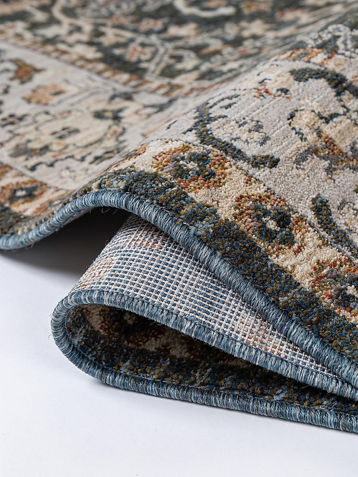 TEPPICH Struktur TRURO, in Erdtöne-Grün, Blumenmuster, 160 x 230 cm - Grün, Textil (160/230cm) - KADIMA DESIGN