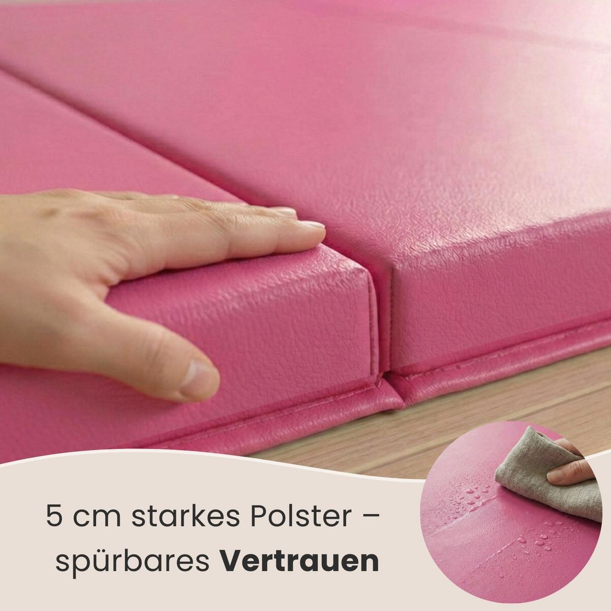 GYMNASTIKMATTE zum Wenden - 180/60/5 cm Faltbare Turnmatte - Pink/Lila, Kunststoff (60/180cm) - eyepower