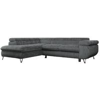 ECKSOFA PEDRO L Dunkelgrau Cord - Links Seite - Dunkelgrau/Schwarz, Textil/Metall (208/273cm) - MKS