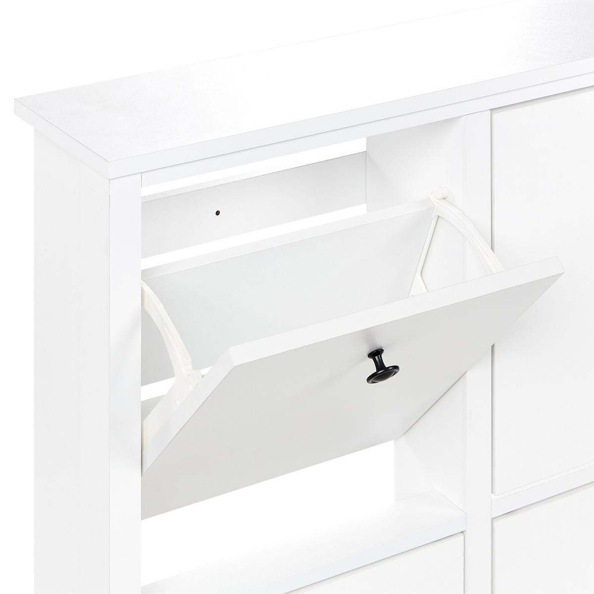 SCHUHSCHRANK Weiß Gibson - Weiß, Holzwerkstoff (80/90/20cm) - Beliani