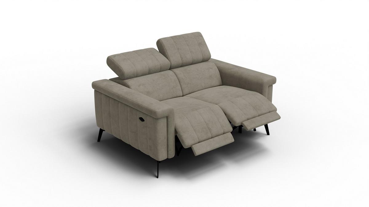 RELAXSOFA NORDEL 2-Sitzer, dunkles beige - Beige/Schwarz, Holz/Textil (150/80/105cm) - Wozimo