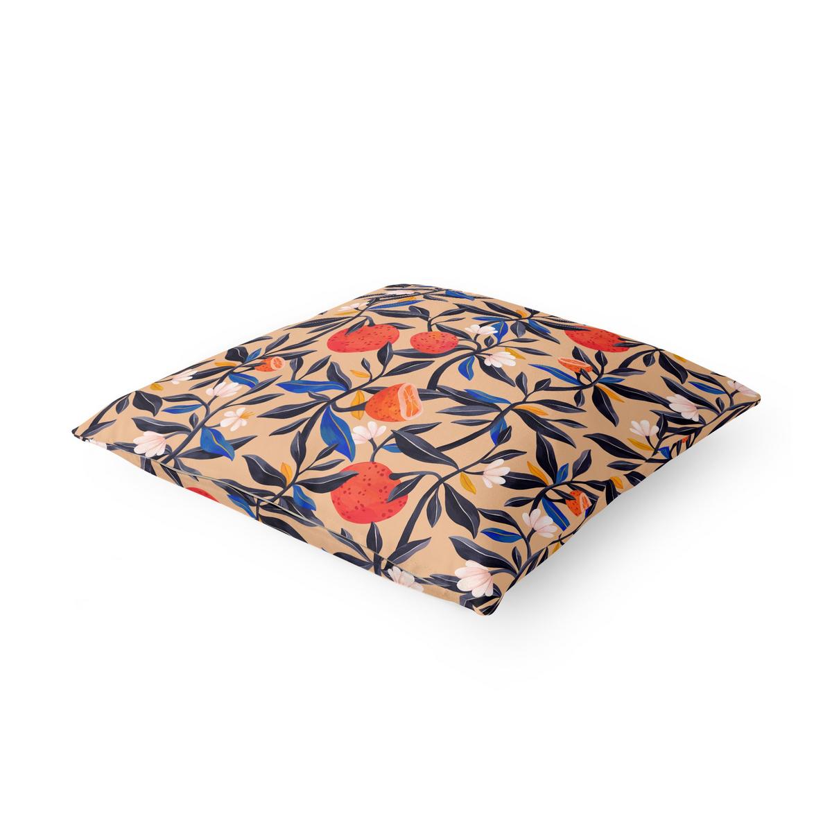 DEKOKISSEN Orangen mit Blätterranken 50/50 cm - Beige, Textil (50/50/10cm) - Bilderwelten