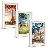 BILDER SET 3er Set - 20x30 cm Weißer Rahmen - Denkmäler Europas - Weiß, Kunststoff (20/30cm) - TULUP
