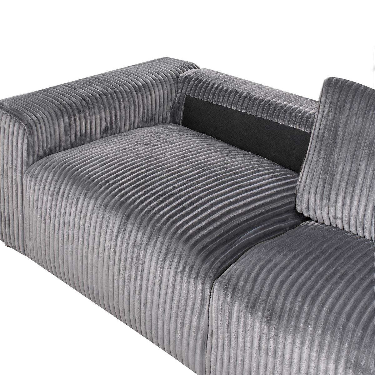 3-SITZER-SOFA Cord Grau Sandora - Grau, Textil (216/87/98cm) - Beliani