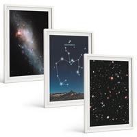 BILDER SET 3er Set - 40x60 cm Weißer Rahmen - Galaxien, Sternbilder, Weltraum, Schütze - Weiß, Kunststoff (40/60cm) - TULUP
