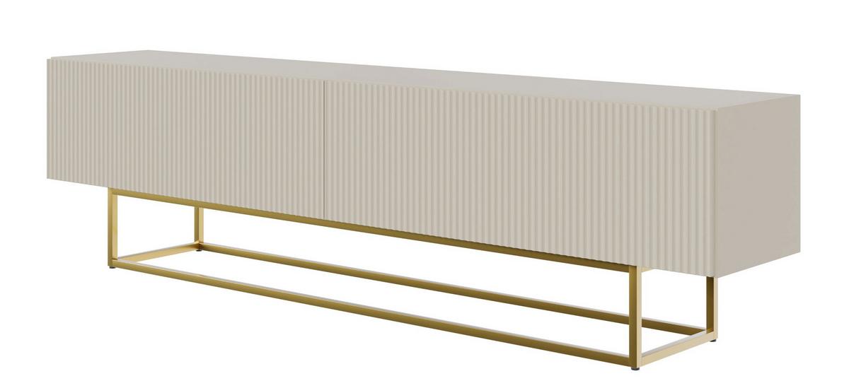 TV-SCHRANK Veldio Graubeige mit goldenen Metallbeinen 175 cm - Greige/Goldfarben, Holzwerkstoff/Metall (175/46.5/31.6cm) - Selsey