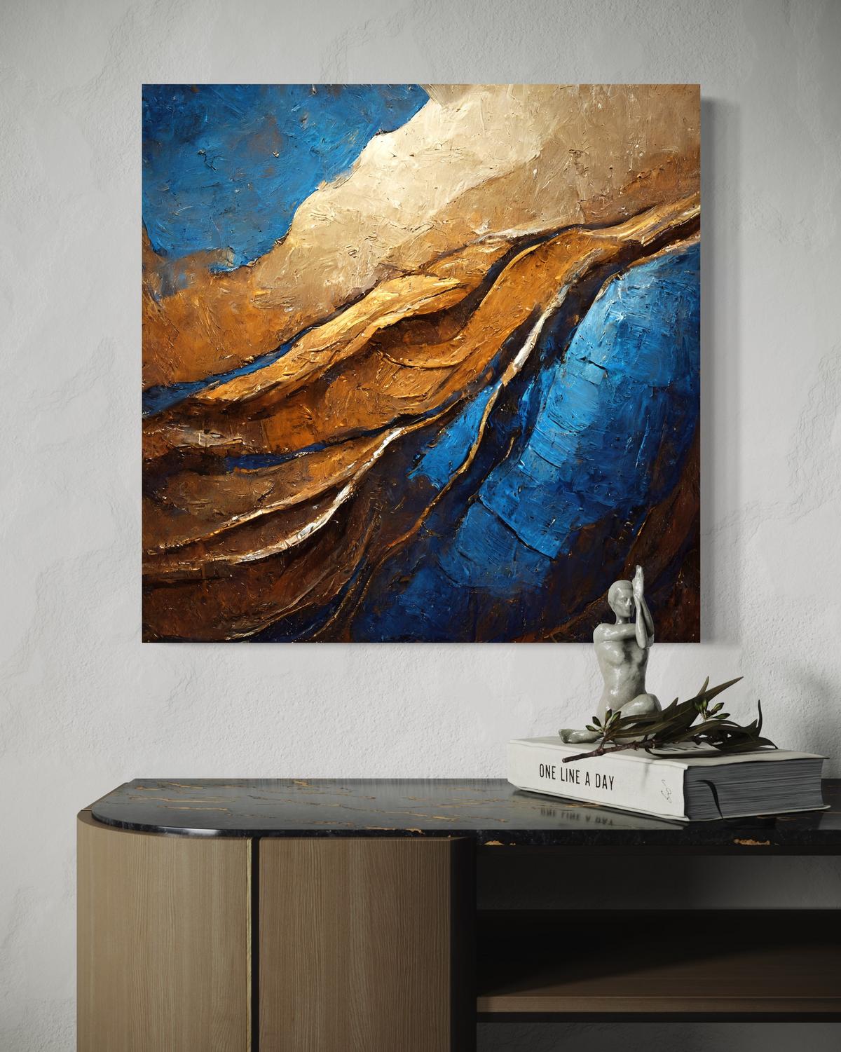 WANDBILD marine abstraktion - Multicolor, Textil (30/30cm) - Feeby