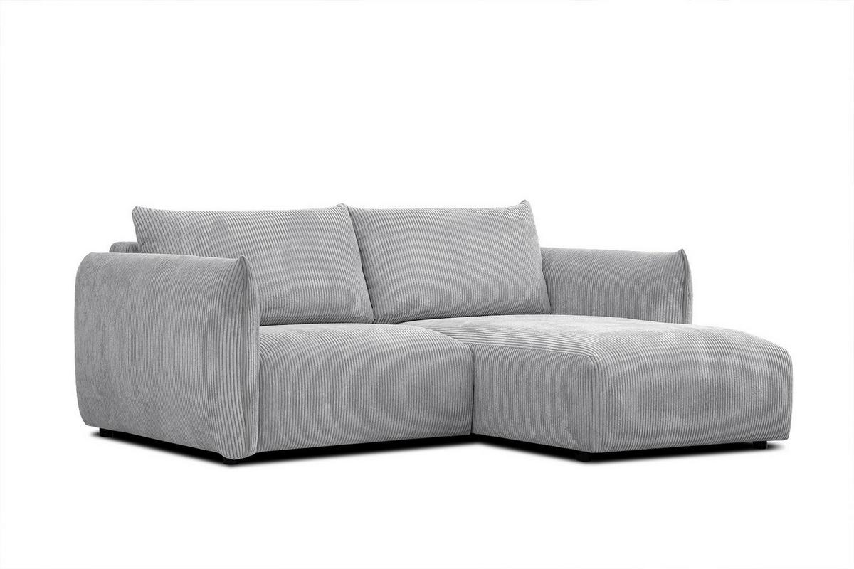 ECKSOFA TAUER 3-Sitzer, hellgrau - Hellgrau/Schwarz, Holzwerkstoff/Kunststoff (206/173cm) - Wozimo
