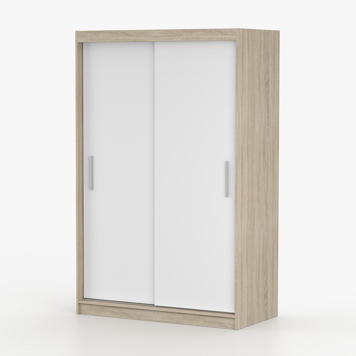 SCHWEBETÜRENSCHRANK NEOMI 04 ohne Spiegel Sonoma Eiche/Weiß 120 cm - Weiß/Sonoma Eiche, Holz (120/200/61cm) - imoebel24