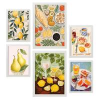 POSTER Set Mit 6 Zitronen Und Marmelade A3 & A4 Weißer Rahmen - Weiß, Papier (29/3cm) - Nacnic