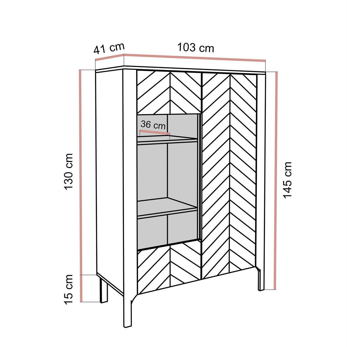GLASVITRINE LUMI, Schwarz - Schwarz, Holzwerkstoff (103/130/41cm) - Lookway
