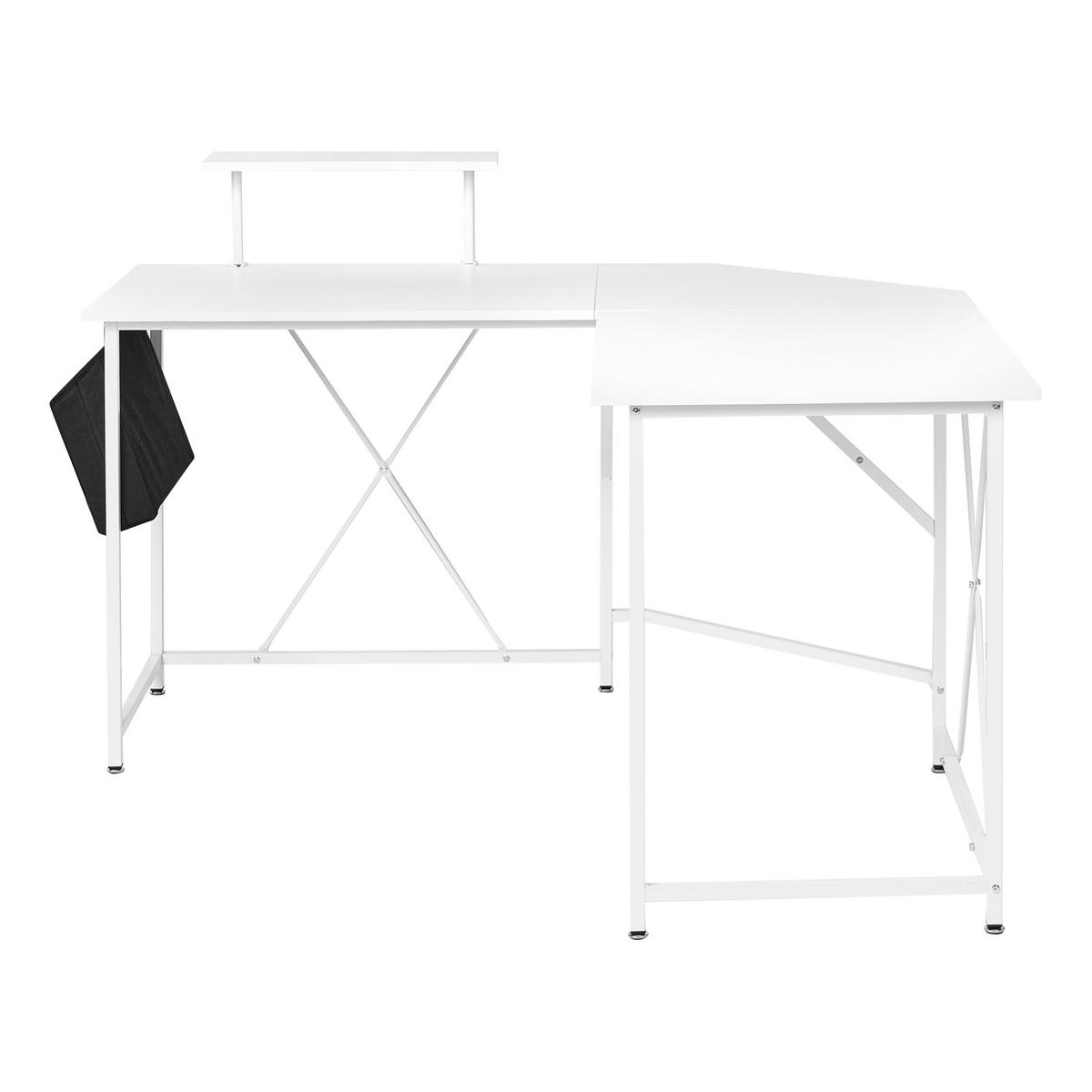 ECKSCHREIBTISCH Weiß 180/140 cm mit Stauraum Tacony - Weiß, Holzwerkstoff (140/180/94cm) - Beliani