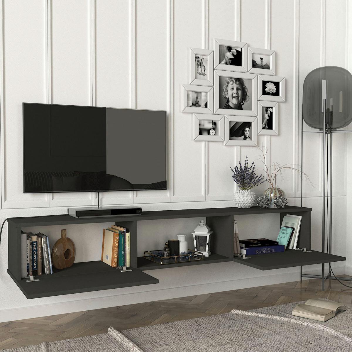 TV-ELEMENT Paltamo - Anthrazit, Holzwerkstoff (180/29.5/31cm) - [en.casa]