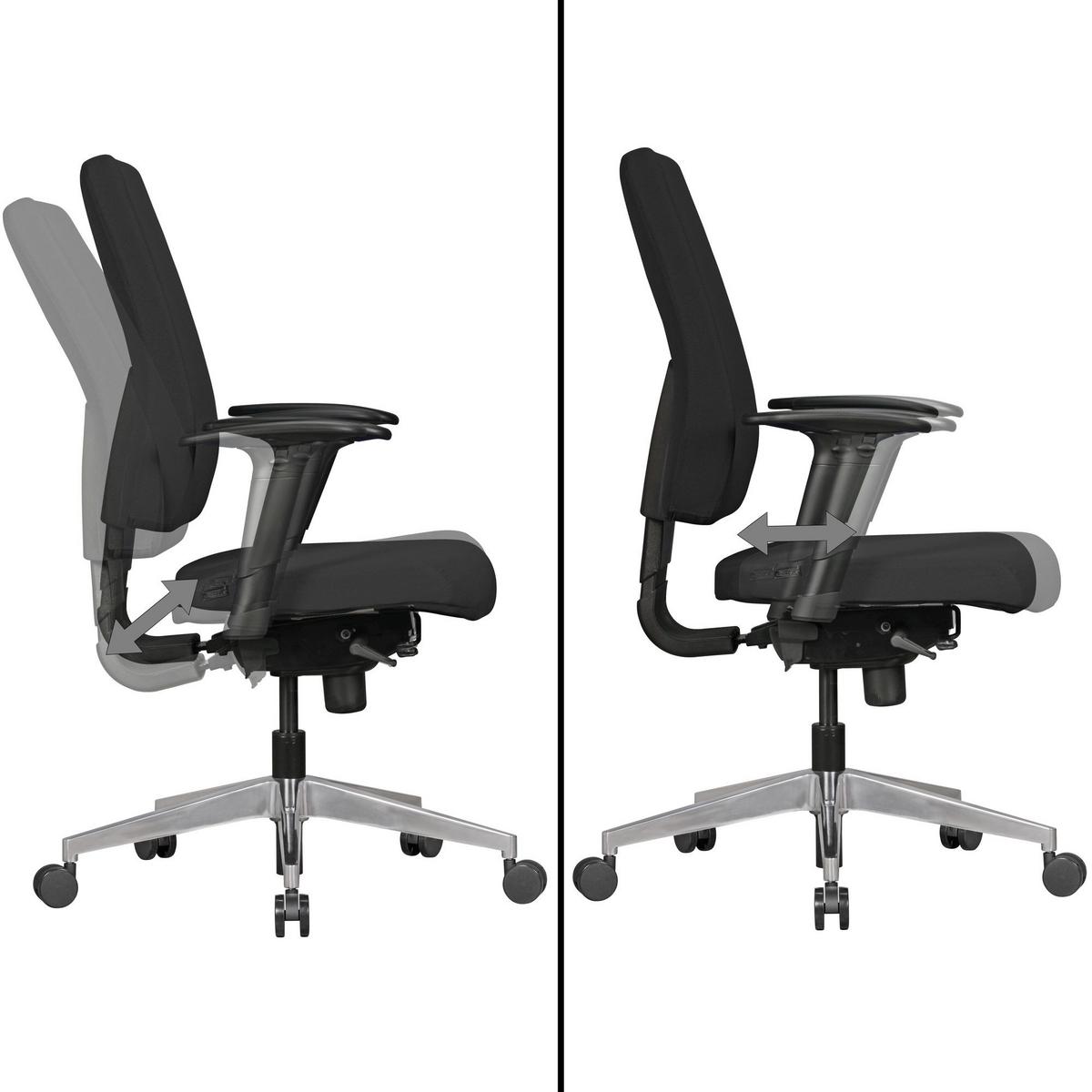 BÜROSTUHL Schwarz Stoff drehbar mit Synchronmechanik und Armlehnen bis 120 kg DARIUS - Silberfarben/Schwarz, Textil/Metall (70/119/63cm) - KADIMA DESIGN