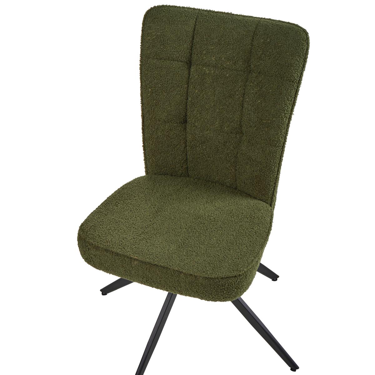 ESSZIMMERSTUHL 2er-Set drehbar Bouclé Grün Ryan - Grün, Textil (51/91/69cm) - Beliani