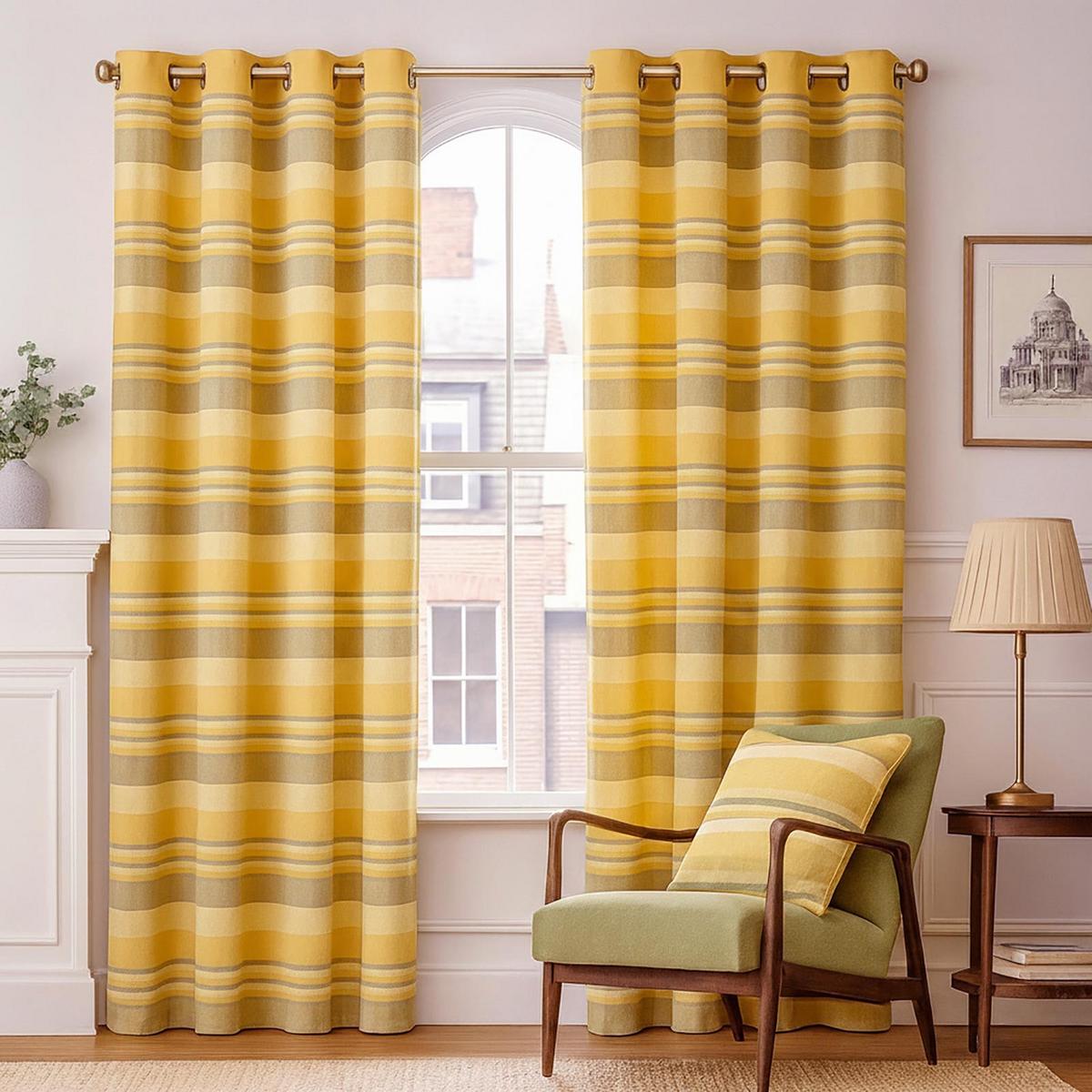 ÖSENVORHANG Morocco blickdicht 2er-Set, 167/228 cm - Gelb, Textil (167/228cm) - Homescapes