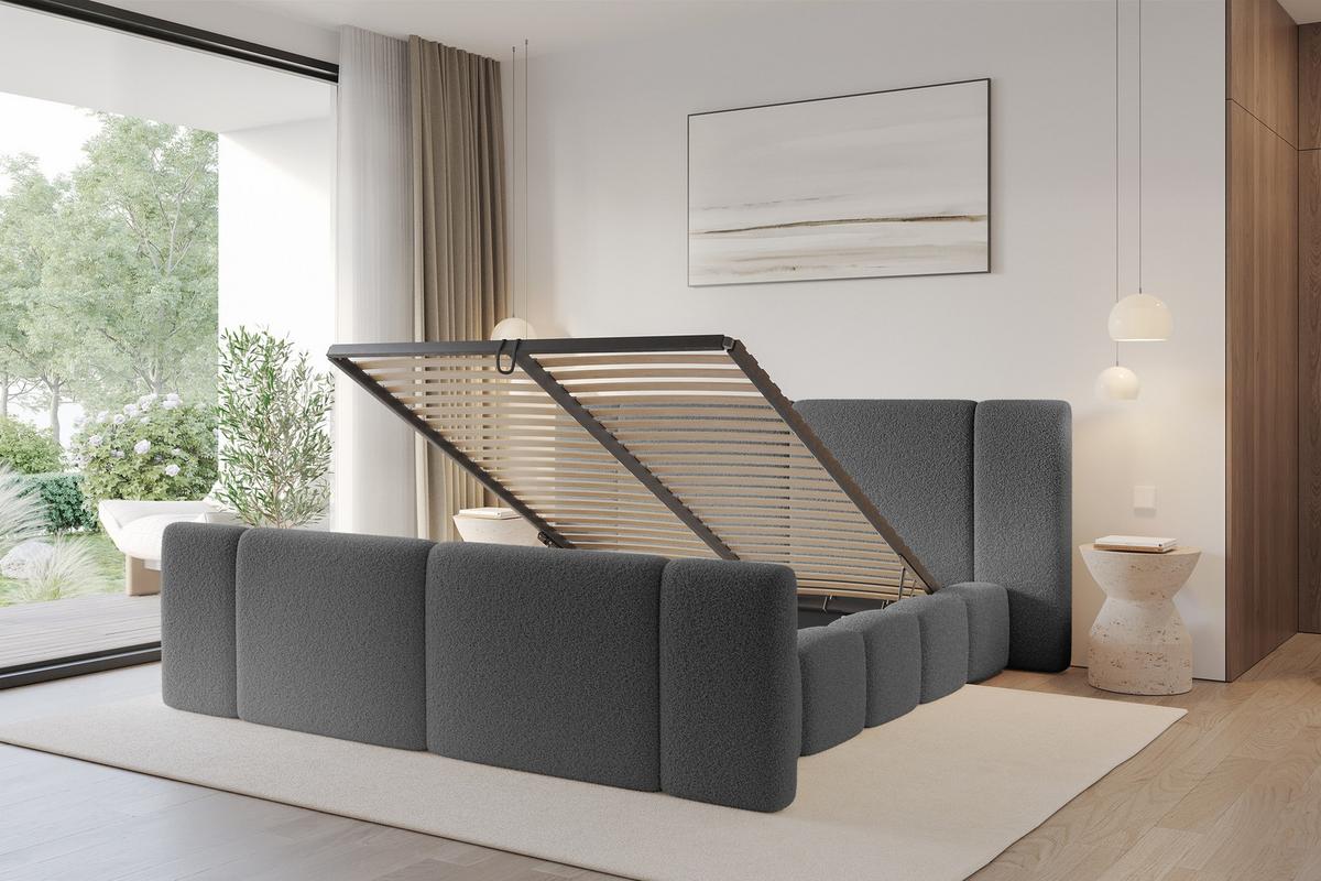 POLSTERBETT mit Bettkasten, Fußteil und Lattenrost, Bett mit Matratze H3/H4 - NILO-Z 120x200 Grau - Grau, Holzwerkstoff/Textil (120/200cm) - ALTDECOR
